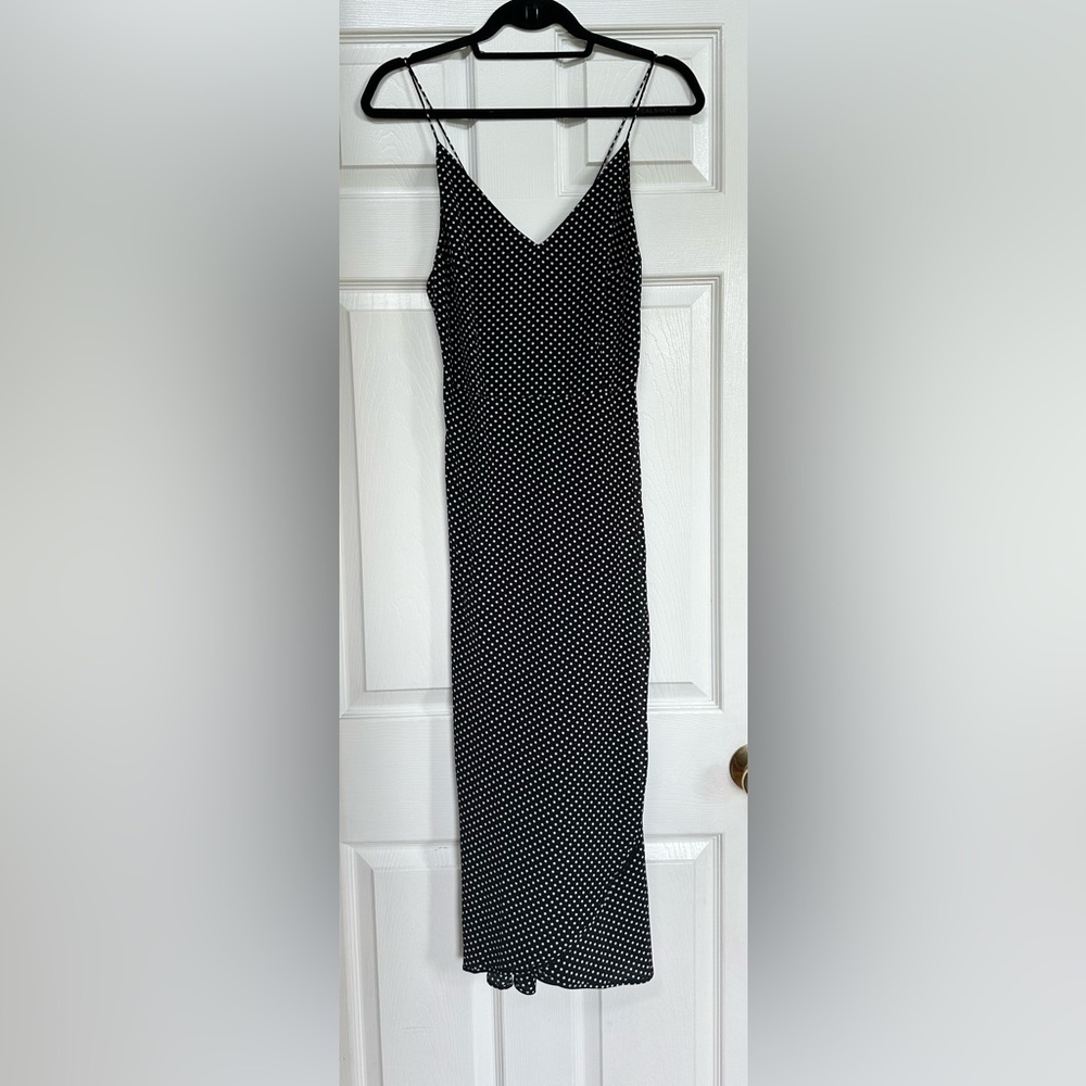 AYR 100% Silk Black and White Polka Dot Dress